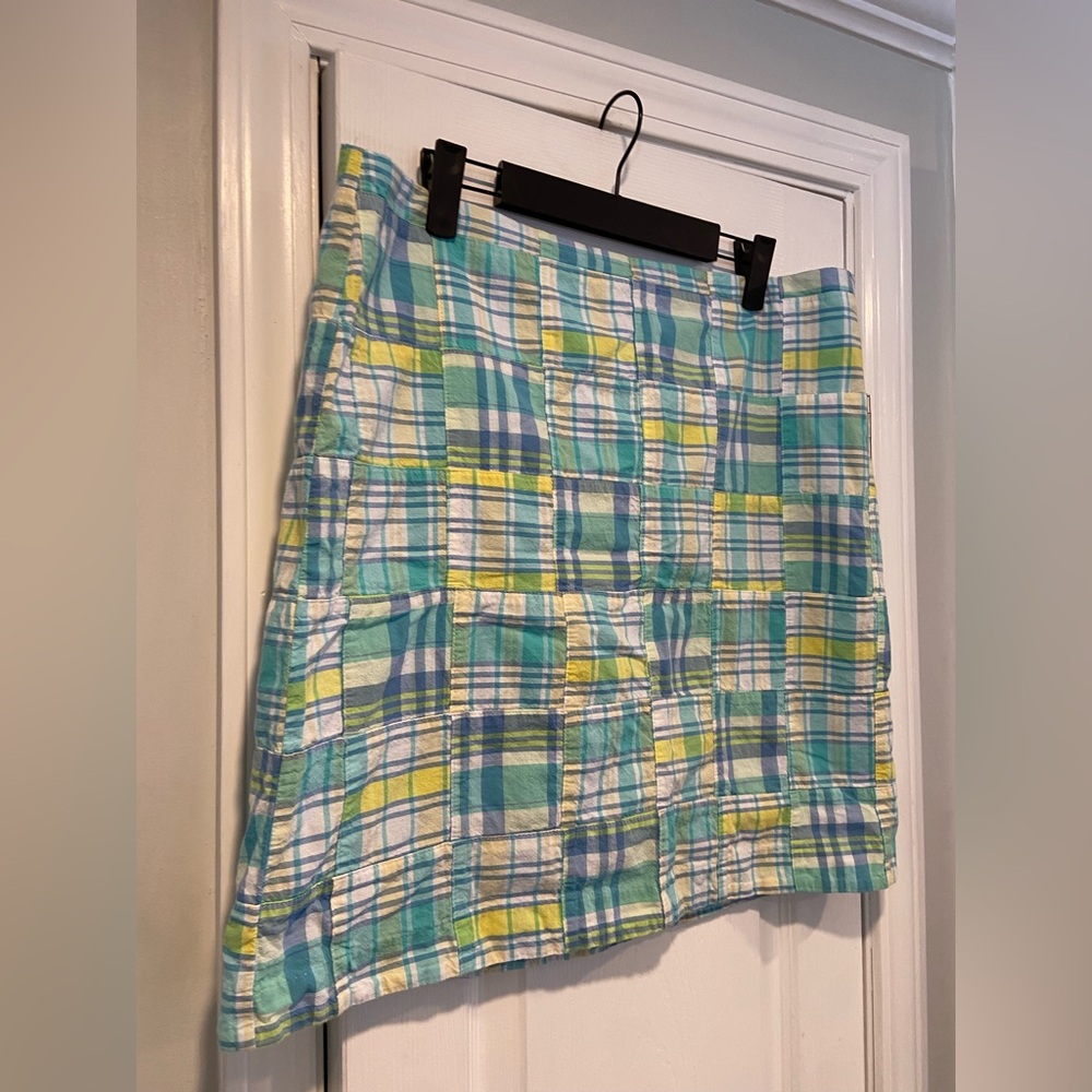 Talbots Size 14 Blue Patchwork Madras Cotton Line… - image 3